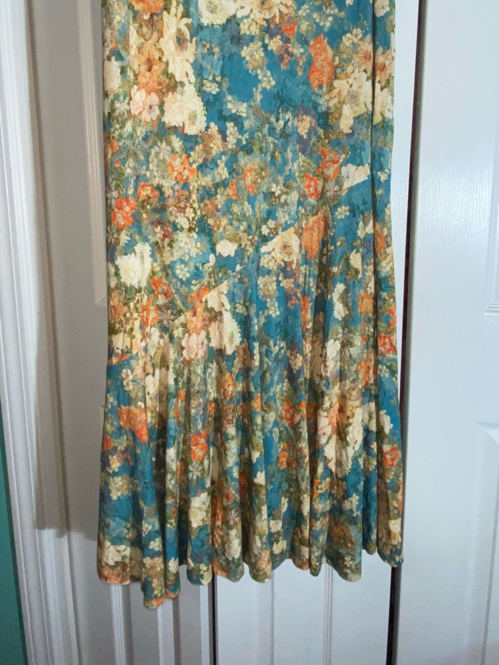 Peruvian Connection Long Maxi Floral Skirt XL Side Slit  AA19 - Picture 5 of 7